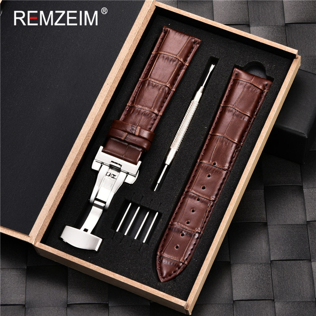 Remz Patterned - Genuine calfskin leather watch strap size 16, 17, 18, 19, 20, 21, 22, 23 and 24mm, with box and watch accessories