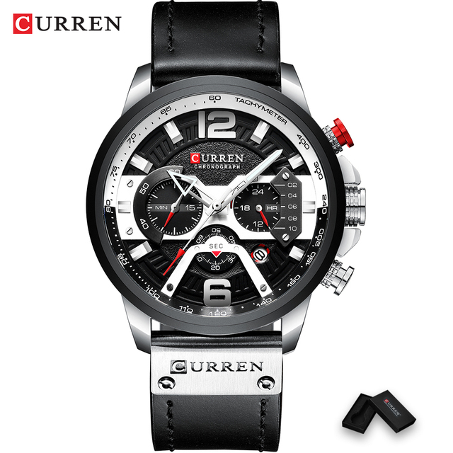 CURREN Casual Sport Watch Blue Watch Men Luxury Military Leather Wrist Watch Man Watch Fashion Chronograph Relogio Masculino