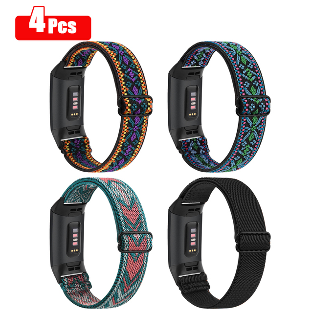 6pcs/4pcs/3pcs/lot Woven Elastic Watch Band For Fitbit Charge 4 3 Strap Sport Fabric Bracelet Correa For Fitbit Charge 3 4 Band