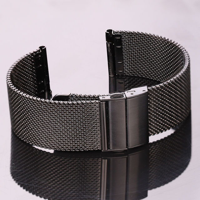 316l Stainless Steel Milanese Loop Watch Bracelet Men Women Replacement Watchband Strap 16mm 18mm 20mm 22mm Silver Black