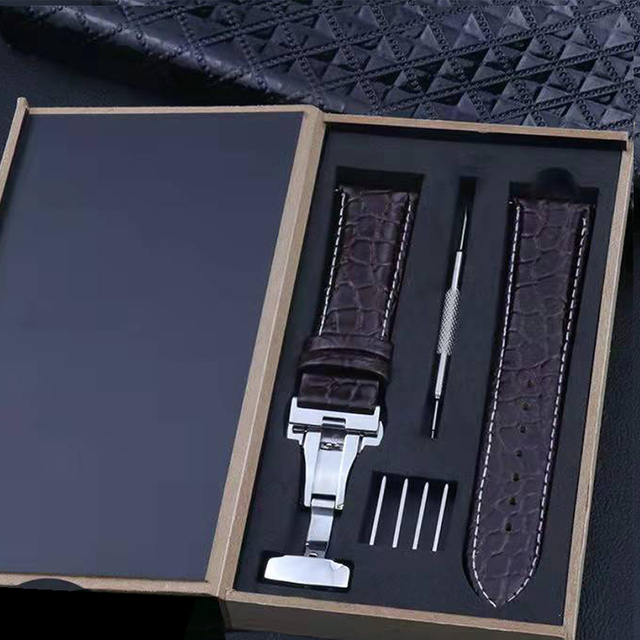 Quick release crocodile genuine leather watch strap parts red white 20mm 22mm animal skin straps with wooden box and tool