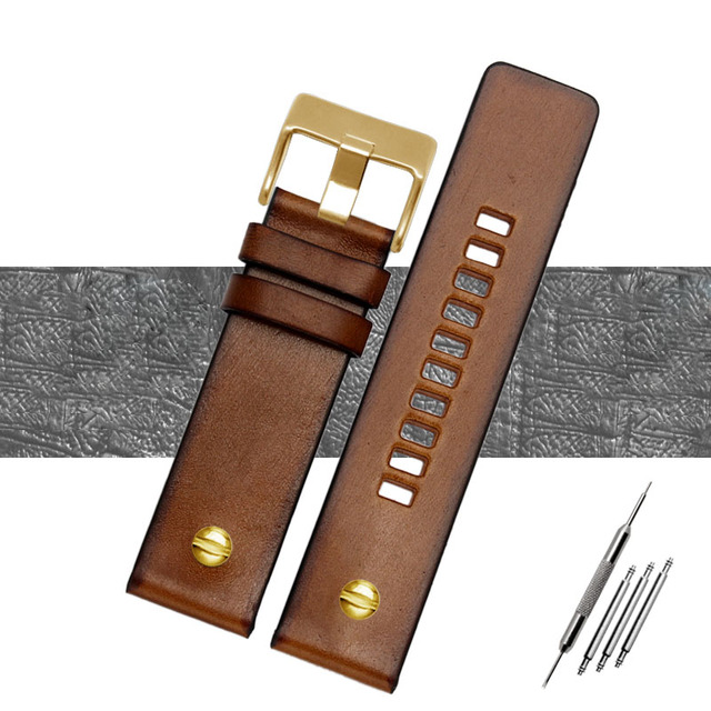 Genuine Quality Retro Genuine Leather Watchband Men For DZ4343 DZ4323 DZ7406 Watch Strap Vintage Italian Leather 22mm 24mm 26mm