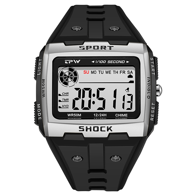 Large numbers easy to read 50m water resistant men digital watch outdoor sports