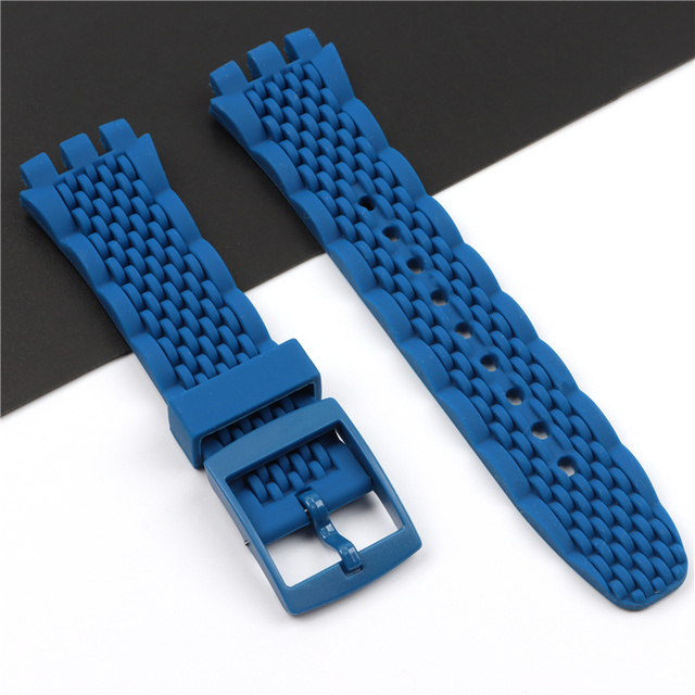 20mm silicone strap female pin buckle watch accessories for swatch SUSB400 SUSW402 men's sports waterproof bracelet watch band