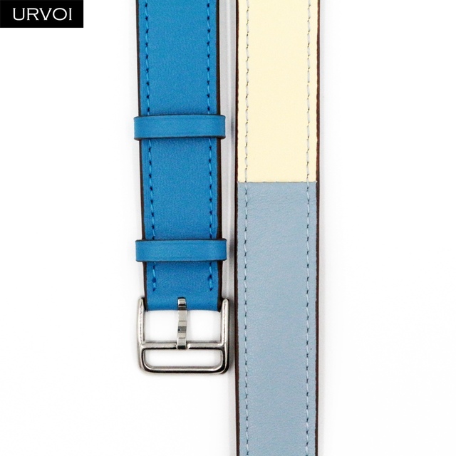 URVOI Double Round Band for Apple Watch Series 7 6 SE 5 4 3 Strap for iwatch Strap High Quality Soft Genuine Leather Loop Wraps