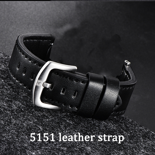 BENYAR Watch Men's Leather Strap Silicone Men's 22mm Watch Band