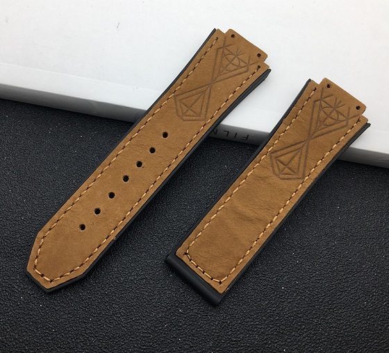 Convex Real Leather Silicone Rubber Watchband 25*17mm for Hublot Strap for Big Bang Strap Watch Band Authentic Bracelet Logo