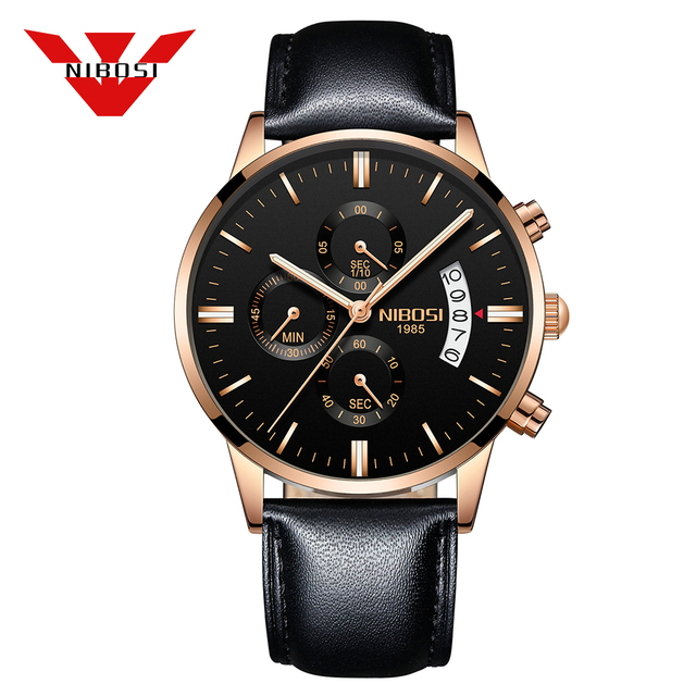 2309 NIBOSI Luxury Brand Mens Watches Business Dress Quartz Wristwatch Waterproof Chronograph Watch for Men Relogio Feminino