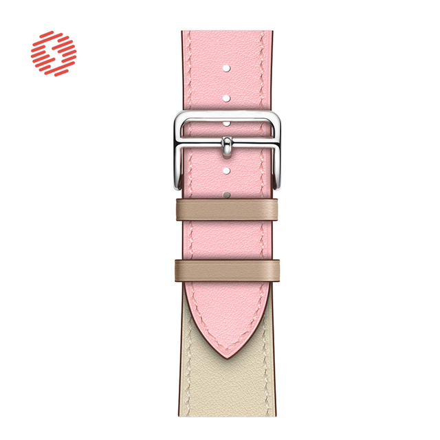 ShengOne Leather Bracelet Fashion Exquisite Bracelet for Apple Watch 7 6 SE 5 4 45 44 42mm Two Tone Replacement Strap 3 2 41 40 38