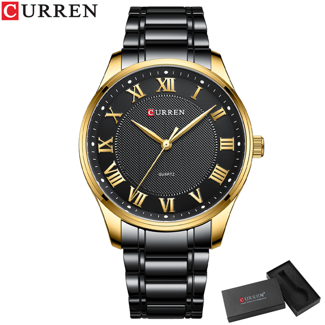 CURREN Men's Watch Stainless Steel Band Luminous Quartz Wrist Watches Male Creative Design Golden Clock Relogio Masculino