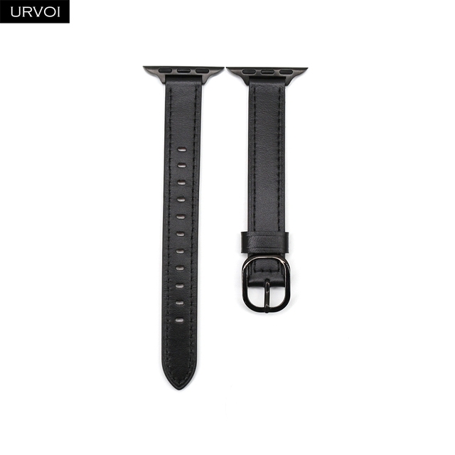 URVOI Band for Apple Watch Series 7 6 SE 5 4 321 Genuine Leather Strap for iWatch Slim Wristwatches Modern Design 14mm Width Girl Strap