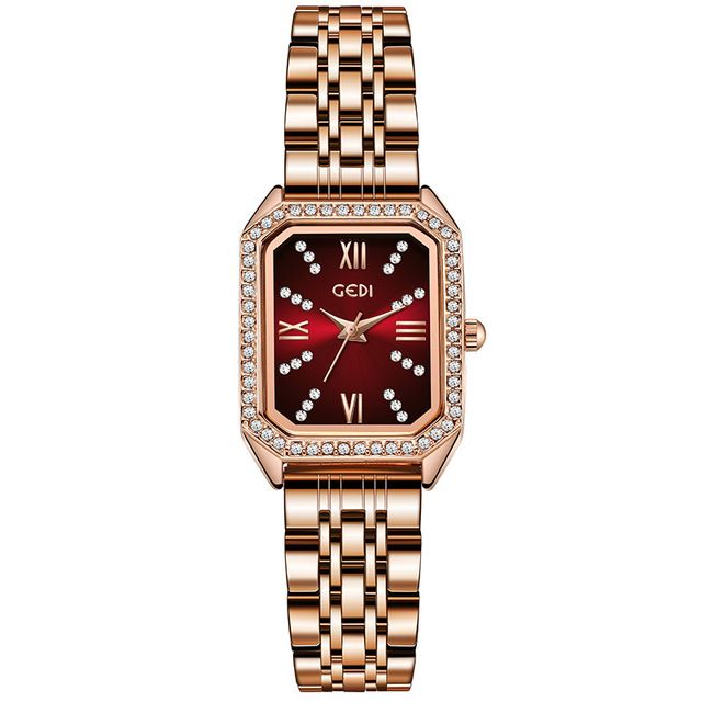 Fashion Rhinestone Watches for Women Quartz Movement Rosegold Stainless Steel Watch Holiday Lovely Gift 3ATM Waterproof Clock