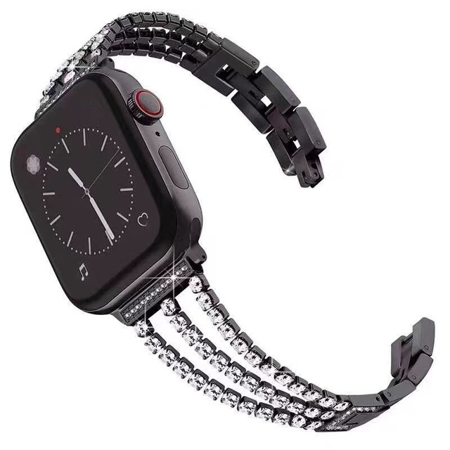 المعادن سوار مرصع بالألماس ل iWatch7 SE 6 5 الفرقة الفولاذ المقاوم للصدأ مربط الساعة ل سوار ساعة يد آبل 38 مللي متر 42 مللي متر 40 مللي متر 44 مللي متر مشرقة حزام