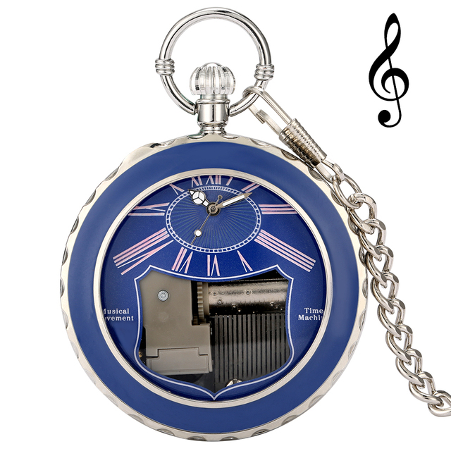 Transparent Glass Musical Pocket Watch Swan Lake Melody Music Watch Antique Pendant Pocket Watch Vintage Quartz Watches Gift