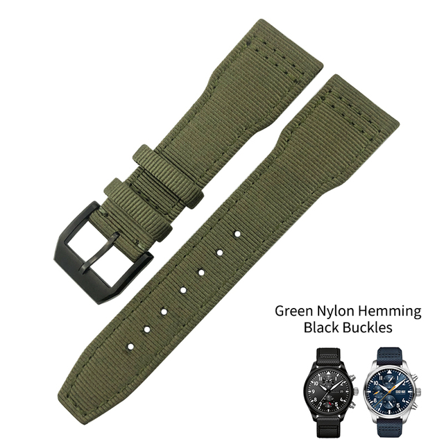 20mm 21mm 22mm Nylon Fabric Genuine Leather Watch Band Fit For IWC Watches Spitfire Pilot Mark 18 Top Gun Strap Pin Buckle