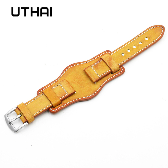 UThai G05 Cowhide Leather Hand Dyed Vintage Watch Rod 20mm22mm24mm Tray Watchband For Huawei Watch