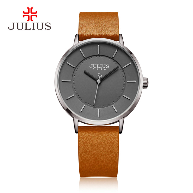 Classic Julius Men's Watch Japan Quartz Watch Fashion Clock PU Leather Bracelet Boy Student Birthday Gift No Box