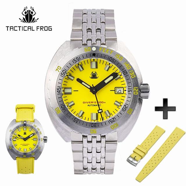 Tactical Frog Sub 300T V3 Retro Diver Watch Men NH35A Automatic Sapphire 200M Waterproof Luminous Stainless Steel Mechanical Bracelet