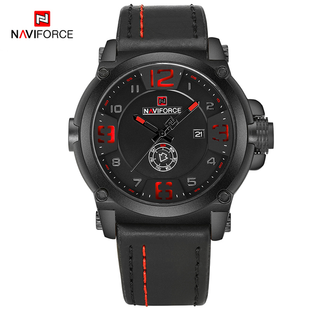 NAVIFORCE Men's Watch Fashion Sports Waterproof Wristwatches Male Military Leather Band Quartz Watch Calendar Relogio Masculino