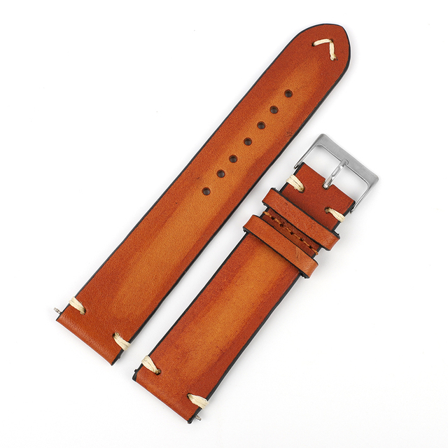 Handmade strap vintage leather man watch band 18mm 20mm 22mm 24mm hand stitching stainless steel buckle high quality