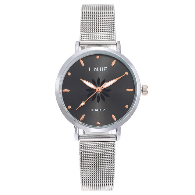 Hot selling simple high-grade stainless steel flower women's quartz watch mesh bracelet leisure female student