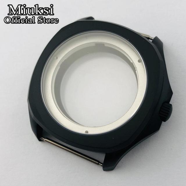 Miuksi 40mm Silver/Black Sapphire Crystal Watch Case Fit NH35 NH36 ETA2824 2836 Miyota8215 821A Mingzhu DG2813 3804 Movements