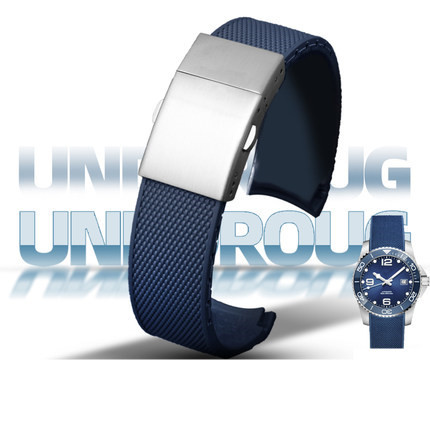 Silicone Rubber Watchband For L-ongines Watch Concas L3.742 642 644 781 Series Men 21mm Black Blue Watch Strap