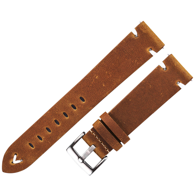 Oil Wax Leather Watch Band 18mm 20mm 22mm Cow Watchbands Retro Bracelet 19mm Handmade Stitching Wristband