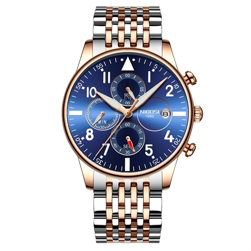 NEBOSI - Luxury Watches for Men, Military Chronograph, Quartz, Stainless Steel, Fashion