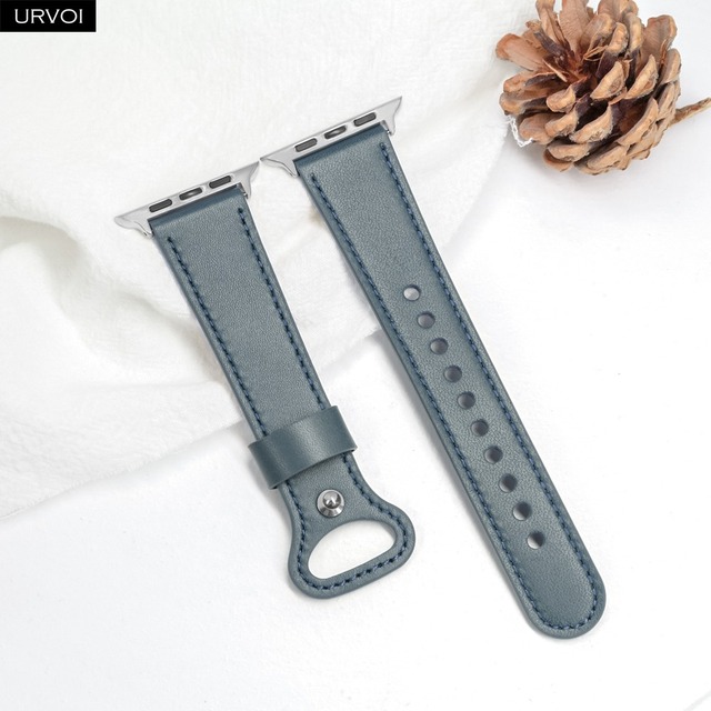 URVOI Leather Strap for Apple Watch Series 7 6 SE 5 4 Sport Band Genuine Leather Pin Buckle for iWatch Single Loop 41mm 45mm