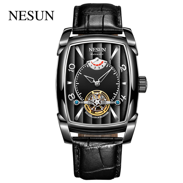 NESUN Automatic Mechanical Tourbillon Watch Luxury Fashion Sports Wristwatch Men Waterproof Hollow Out Energy Storage Clock