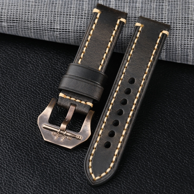 Handmade Bronze Submarine Buckle Watchband 22 24 26mm Brown Blue Black Suitable for BAM Bronze Watch Men Bracelet