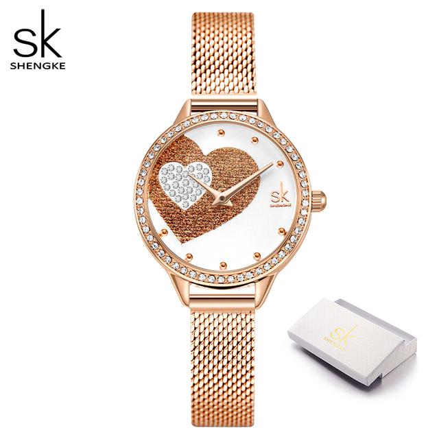 Quartz Watch for Women Luxury Fashion Leather Wristwatch Female Anniversary Gift Office Casual Shopping Rhinestone Heart Clock