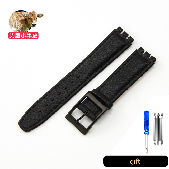 Genuine Leather Watch Strap For Swatch YCS YAS YGS Pin Buckle 17mm 19mm Female Watch Band Blue Red Black Accessories Watchband