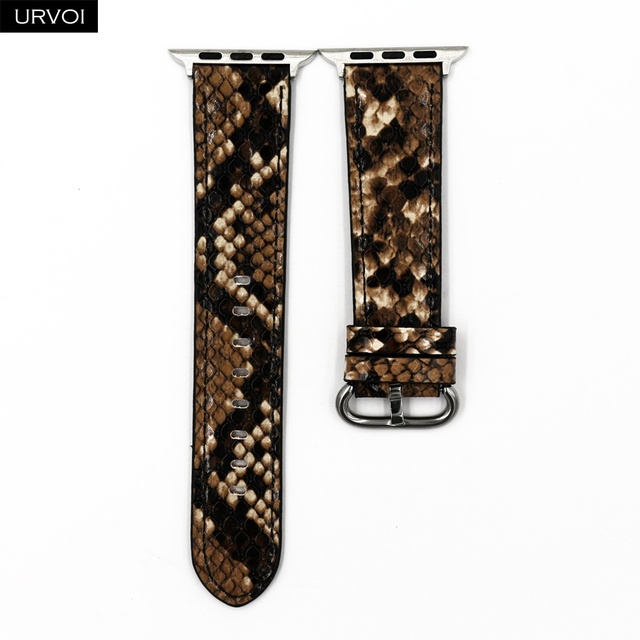 URVOI Leather Strap for Apple Watch Series 7 6 SE 5 4 3 2 1 Strap for iwatch band 41 45mm Microfiber with Python Modern Design