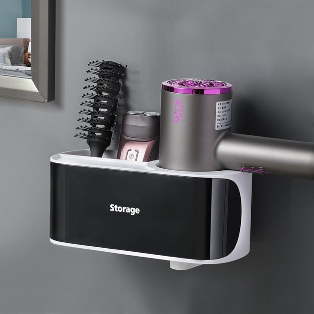 Hot Magic - Wall Mounted Storage Rack, Stickerless, Creative Suction Cup, Hair Dryer, Comb Holder, Bathroom Accessories