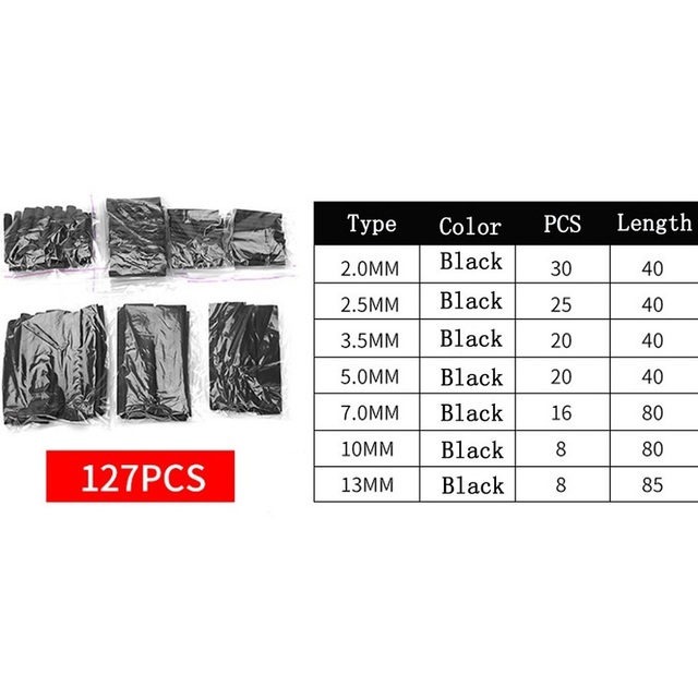 800pcs 127pcs Polyolefin Shrinkable Assorted Heat Shrink Wire Tube Insulated Cable Sleeving Tubing Set 2:1 Waterproof Pipe Sleeve