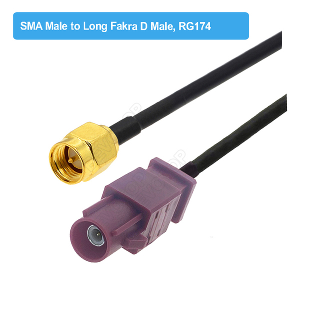 RAL4004 Male/Female Fakra D to SMA Male Right Angle RG174 Cable Adapter GSM Antenna Extension Cord RF Coaxial Pigtail Jumper