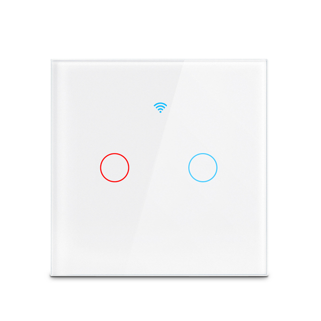 Tuya - Connected Wall Switch, Wi-Fi, Touch Sensor, 110V/220V, Neutral Wire Required, Voice Control, Compatible with Alexa and Google Home