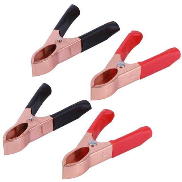 High Quality 4pcs 30A Red Black Alligator Clamps 72/75mm Alligator Clip Handle Cable Lead Test Battery Test Lead