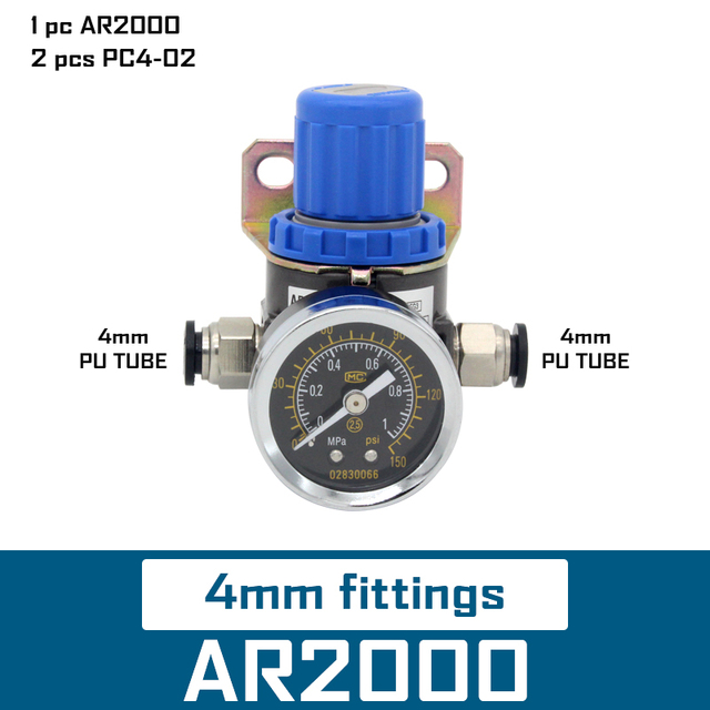 AR2000 1/4'' Mini Pneumatic Air Pressure Relief Control Compressor Regulator Treatment Units Valve Gauge Fitting