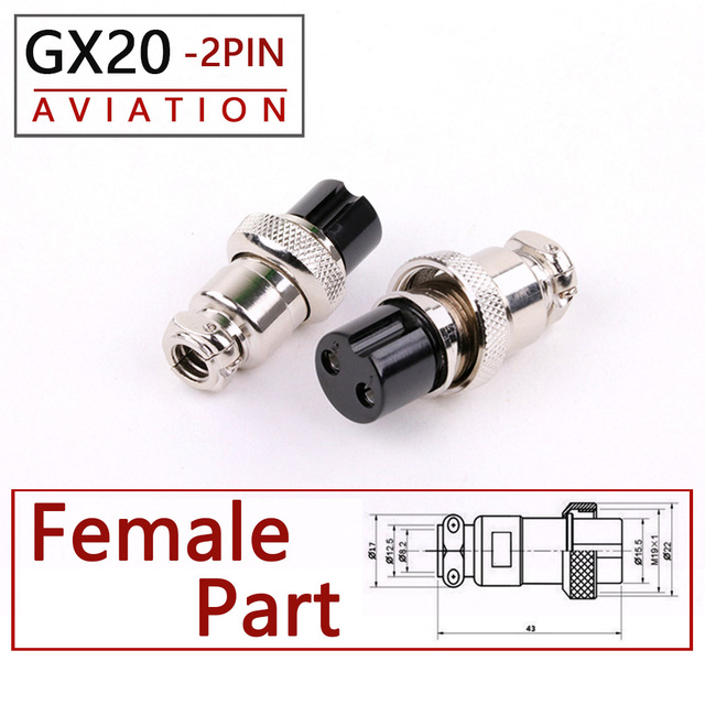 10pcs High Quality GX20 2/3/4/5/6/7/8/9/10/12/15 Pin Female 20mm Round Wire Flight Board Connector Socket Industrial Socket