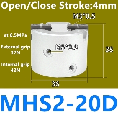 MHS2 MHS3 MHS4 Air Parallel Finger Clutch SameAsSMC Bore 16D/20D/25D/32D/40D/50D mm Double Acting MHS2-16D MHS3-16D MHS4-16D