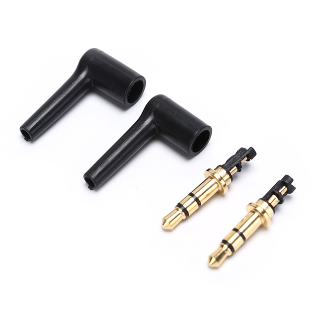 2pcs 3.5mm Stereo Headphone Plug Jack 3 4 Pole 3.5 Gold Plated 90 Degree Black Audio Plugs Jack Adapter Connector