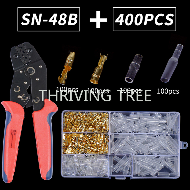 400/600pcs Bullet Terminals Car Auto Motorcycle Terminals Crimp Terminals Electrical Wire Connectors Bullet Connectors SN48B Crimping Kit