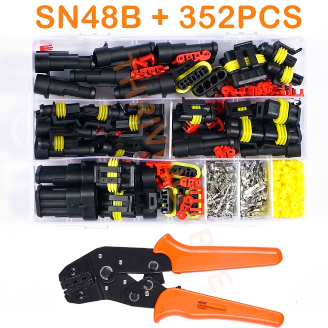 708/352/240pcs HID Connectors Waterproof 1/2/3/4Pin Car Electrical Wire Connector Plug Truck Harness Male Female Crimping Pliers