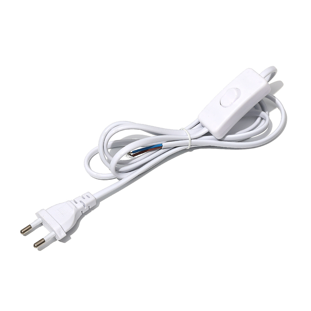 High Quality Power Cord 2.4m Switch Plug Cord Two Pin Plug Cable Extension Cord American Adapter Black and White LED Light Cord