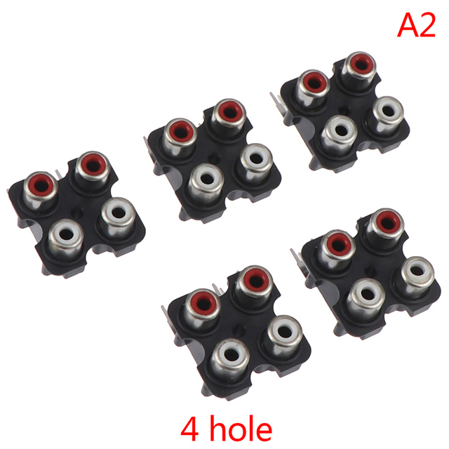 5pcs 2/4 Hole RCA Female Stereo Audio Jack AV Audio Input Connector Jack