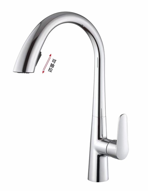 Stainless Steel Pull Out Faucet Hot and Cold Double Tube Rotate Wash Basin Faucet Telescopic Pull Down Kitchen Faucet