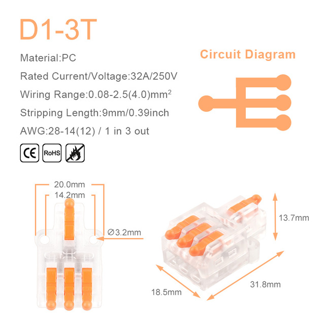 25/50/100pcs Transparent Can Fixed Wire Splitter Universal Compact Connector Terminal Block Cable Fast Splicing Wiring Connector